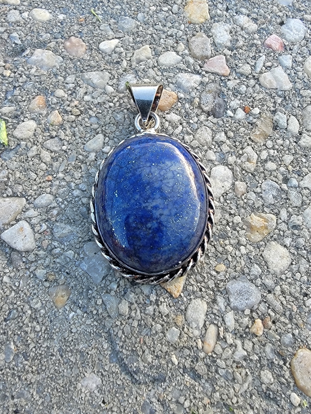 Blue Lapis Oval Pendant Necklace - Elegant Women's Jewelry 925 Bale.